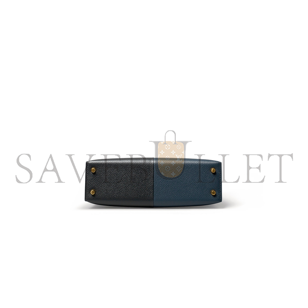 HERMÈS MASTER EDITION BLEU INDIGO, BLACK & ROUGE GRENAT EPSOM LEATHER MINI KELLY II WITH GOLD HARDWARE (19*12*5.5cm) 